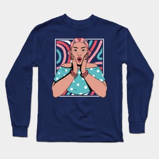 Chisme Queen Pop Art Portrait of Young Woman Gossip GG Long Sleeve T-Shirt